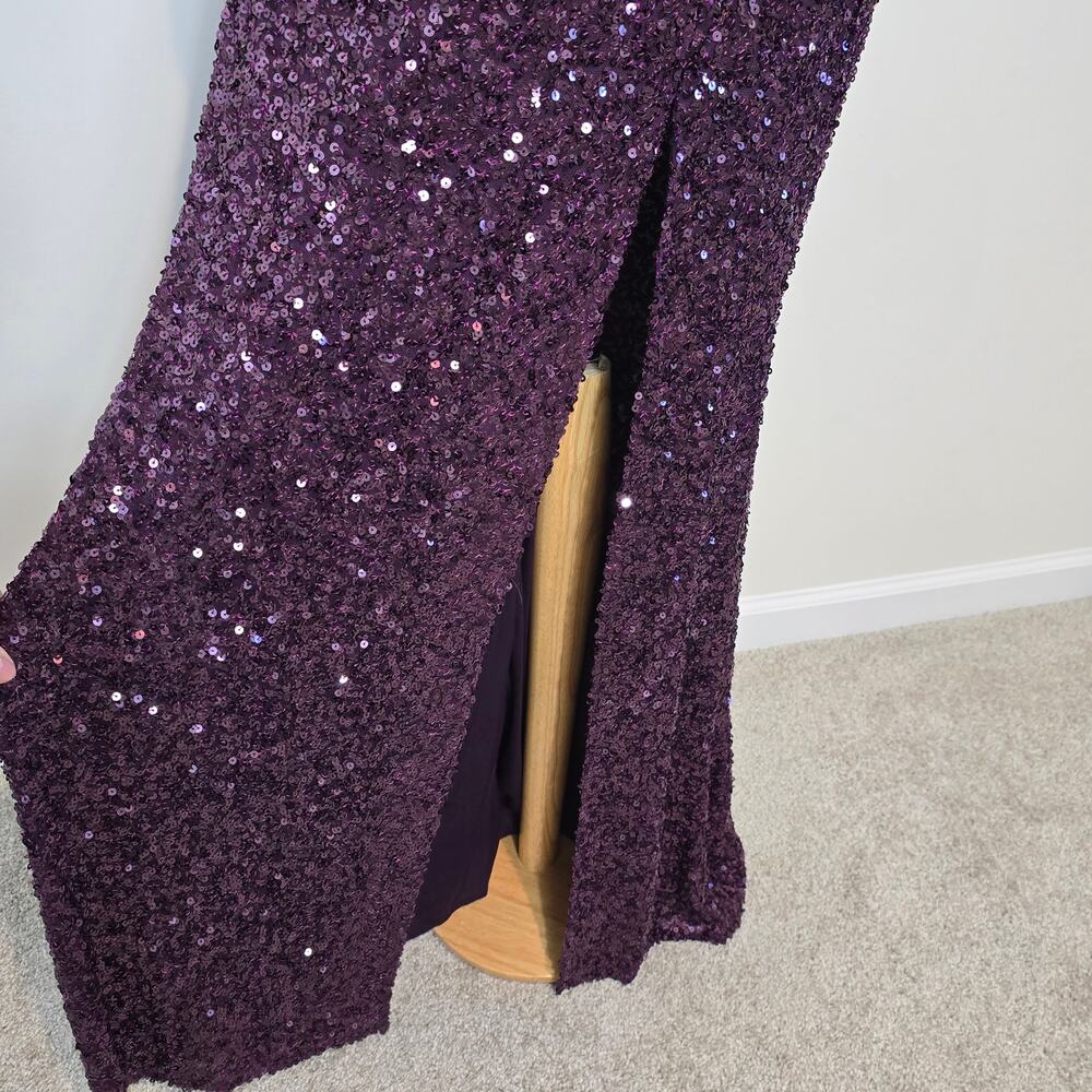 Windsor Plum Esperanza Sequin A-Line Formal Dress Front Slit Small NWT - Picture 6 of 13